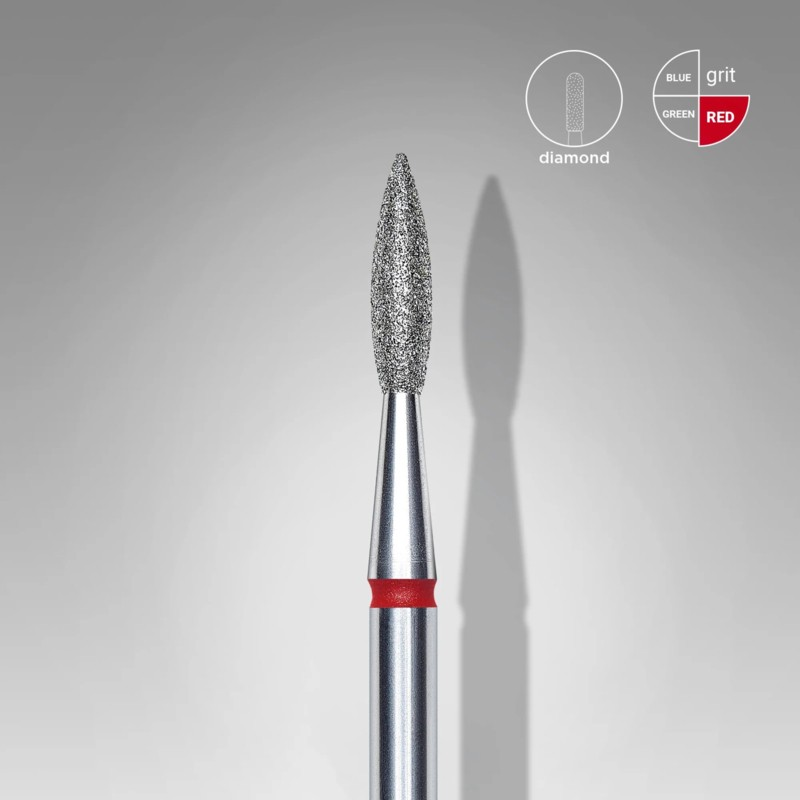 yfbg74sp STALEKS Diamond nail drill bit pointed flame red EXPERT head diameter 2,1 mm / working part 8 mm